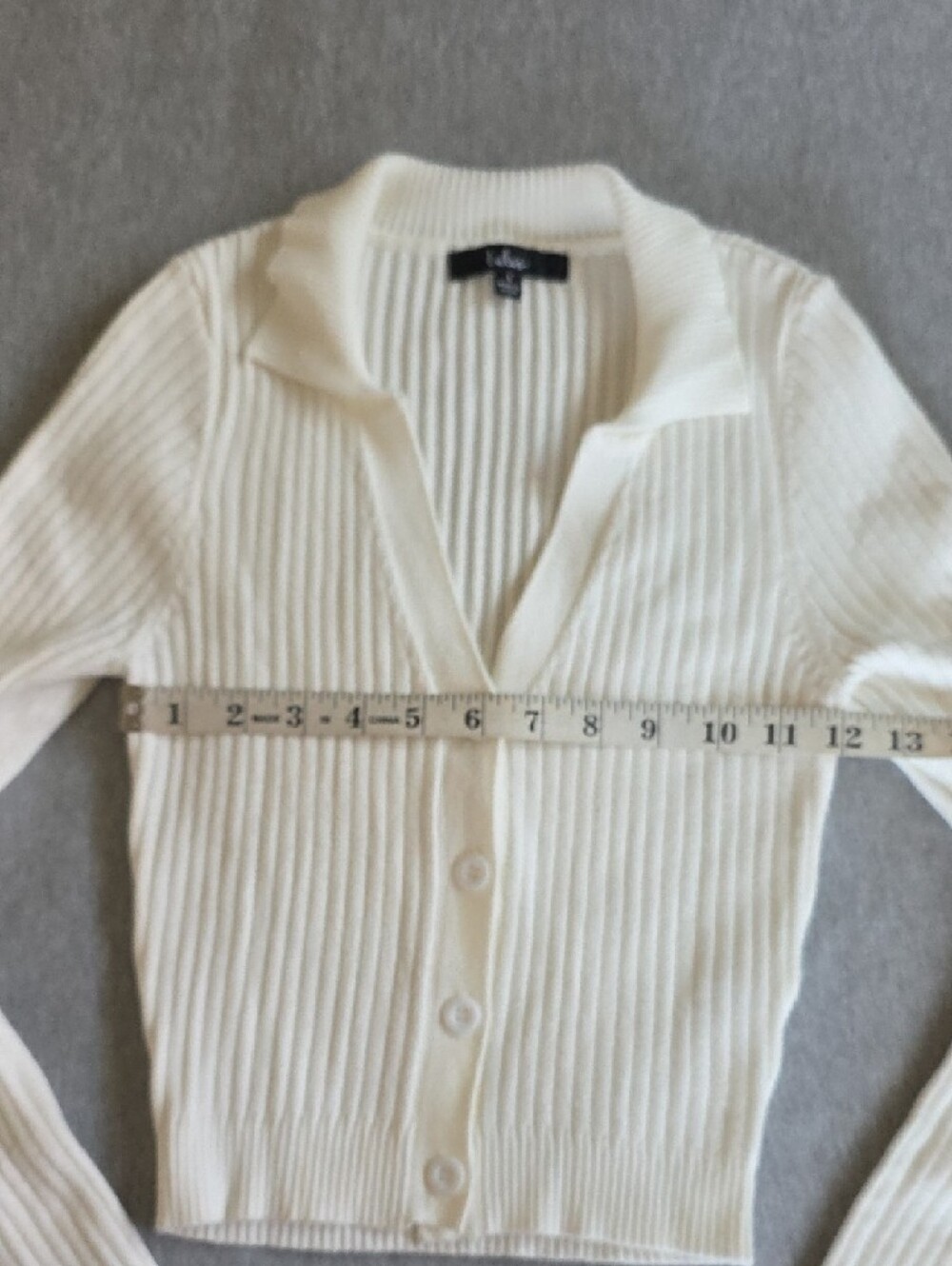 Lulu's Cream Ribbed Collared Button-Front Cardigan - Picture 2 of 5